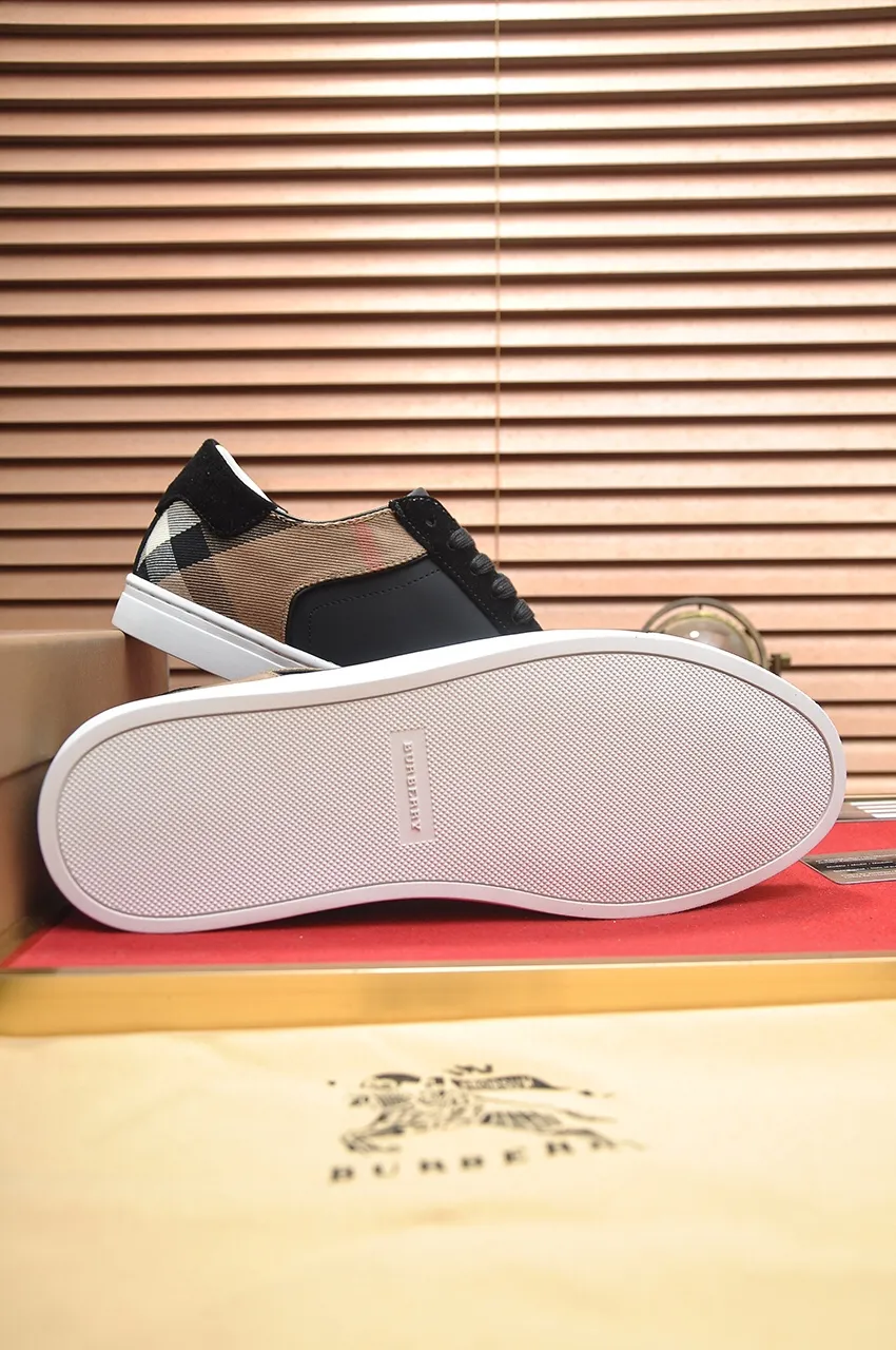 Men's shoes💰480💶[Burberry] (cowhide lining) classic low-top sneakers｜Imported cowhide with classic plaid fabric｜Cow leather lining｜Original outsole｜Fine workmanship and comfortable to wear Size: 38-44 (customized at 45)